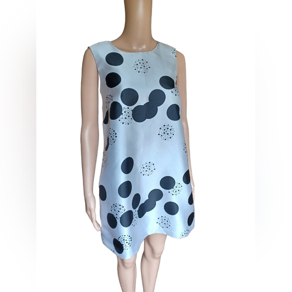 LANACAPRINA Womens Sleeveless Polkadot Aline Tunic Dress Knee Length Size Small - Picture 9 of 11
